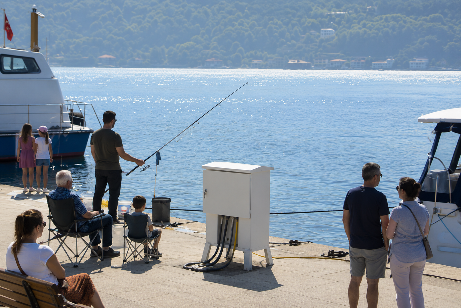 Single-phase shore power pedestal for marinas and small boats